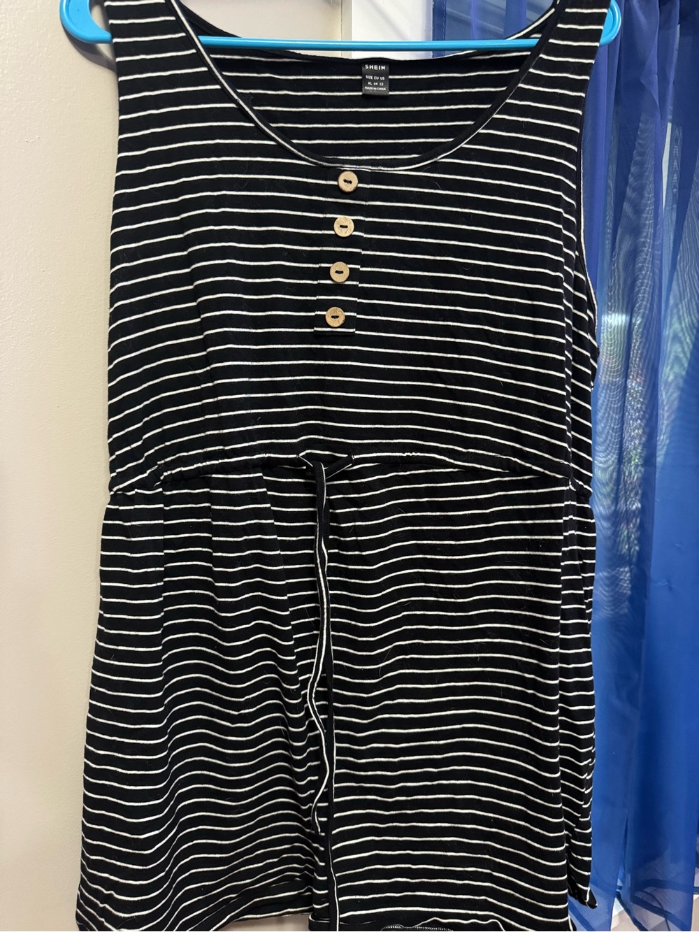 SHEIN Black and White Striped Maternity Romper